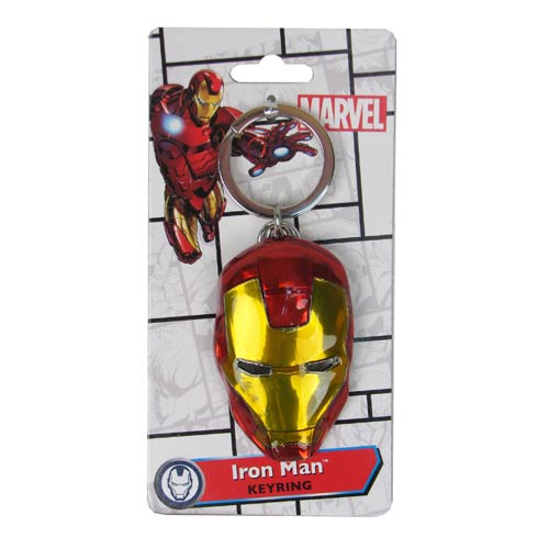 MARVEL Iron Man Helmet Official Coloured Pewter Keychain by Monogram