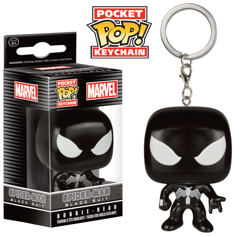 MARVEL Official Black Suit Spider-Man Keychain by Funko Pop!