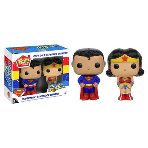 DC Comics Official Superman & Wonder Woman Salt & Pepper Shakers Funko Pop!