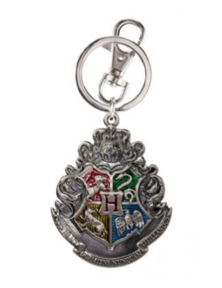 Harry Potter Official Hogwarts Crest Coloured Pewter Keychain Monogram