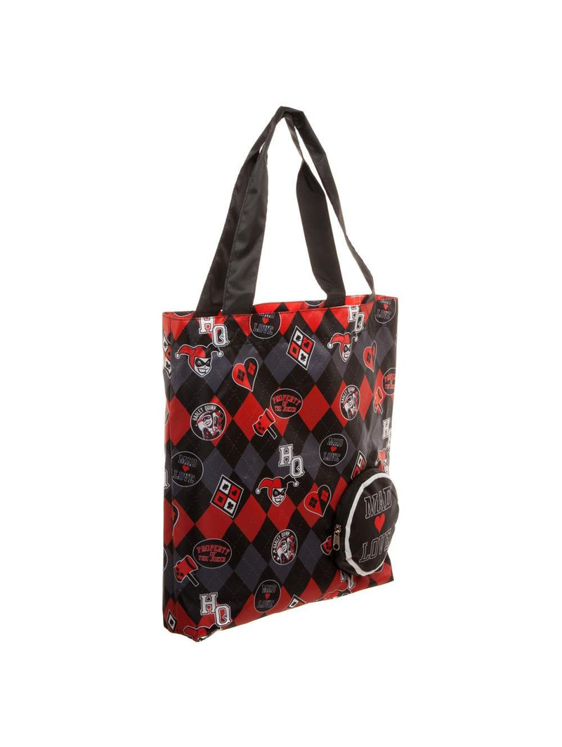 DC Comics Official Harley Quinn Packable Tote Bag BIOWORLD Geek Bureau